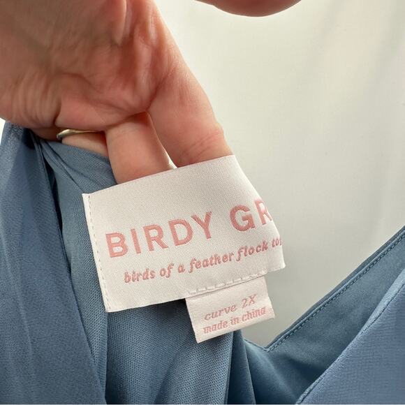 Birdy Grey Cindy Chiffon Wrap Maxi Bridesmaid Dress in Twilight Sz 2X NEW - Picture 7 of 9